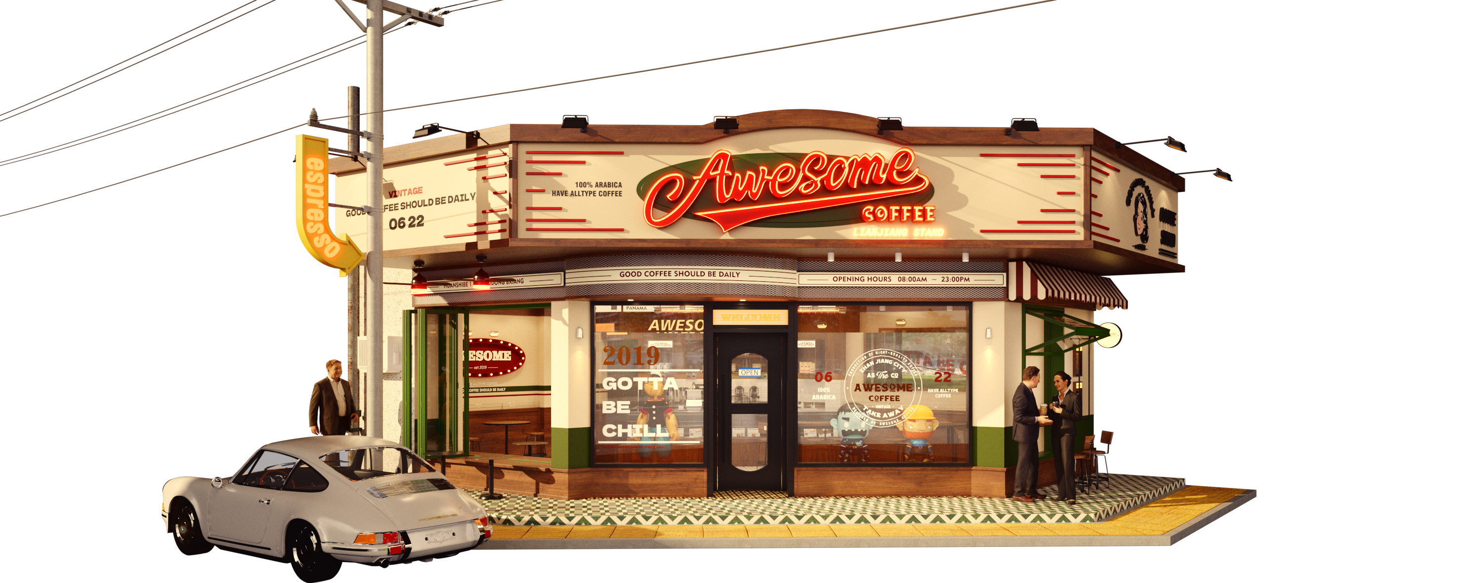 AWESOME COFFEE 阿婶咖啡#咖啡门店#门头设计#商业设计-5