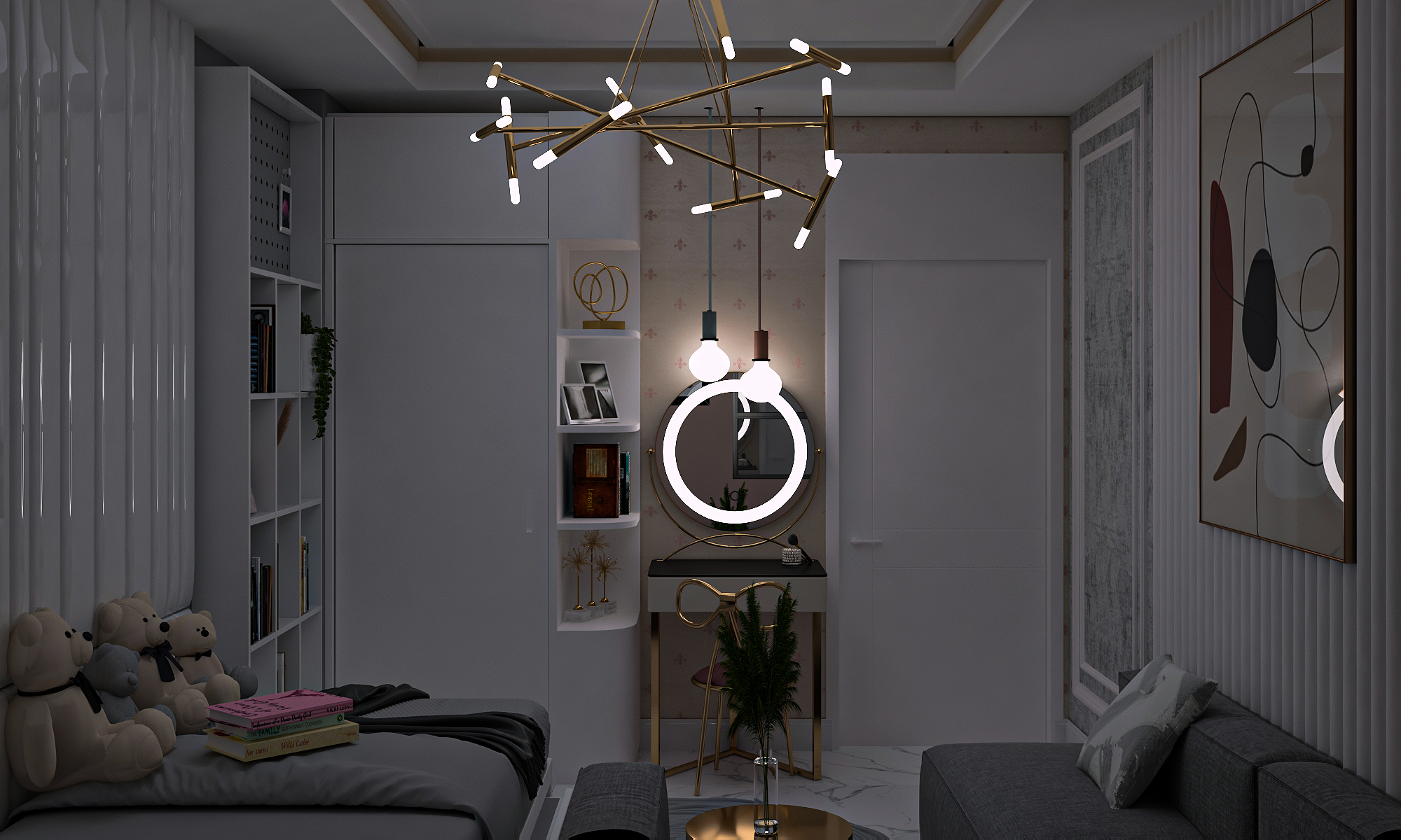 男孩女孩卧室现代室内设计-8