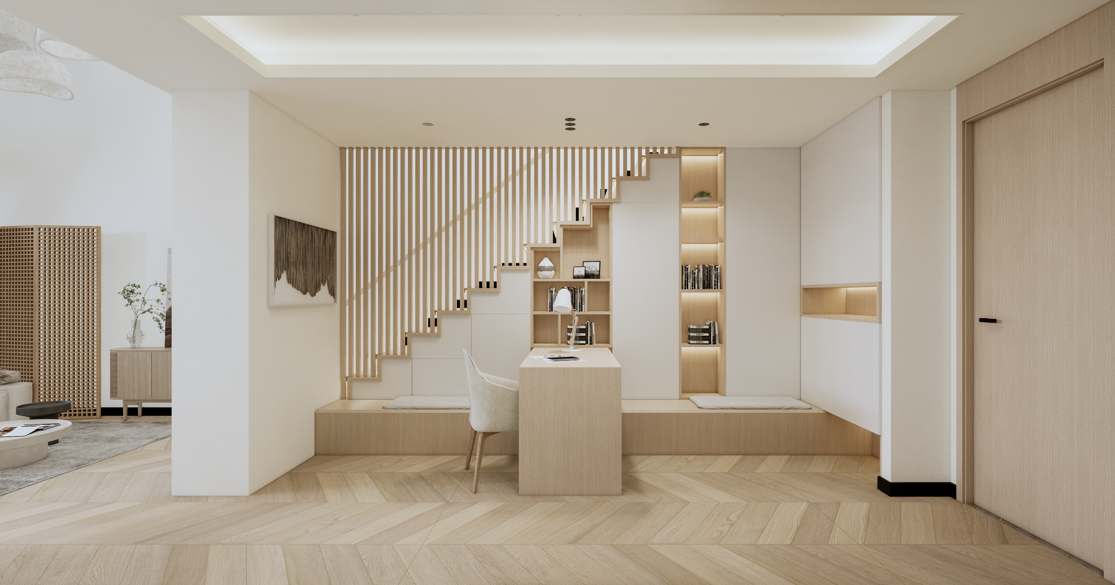 日式风80平家庭loft效果设计-0