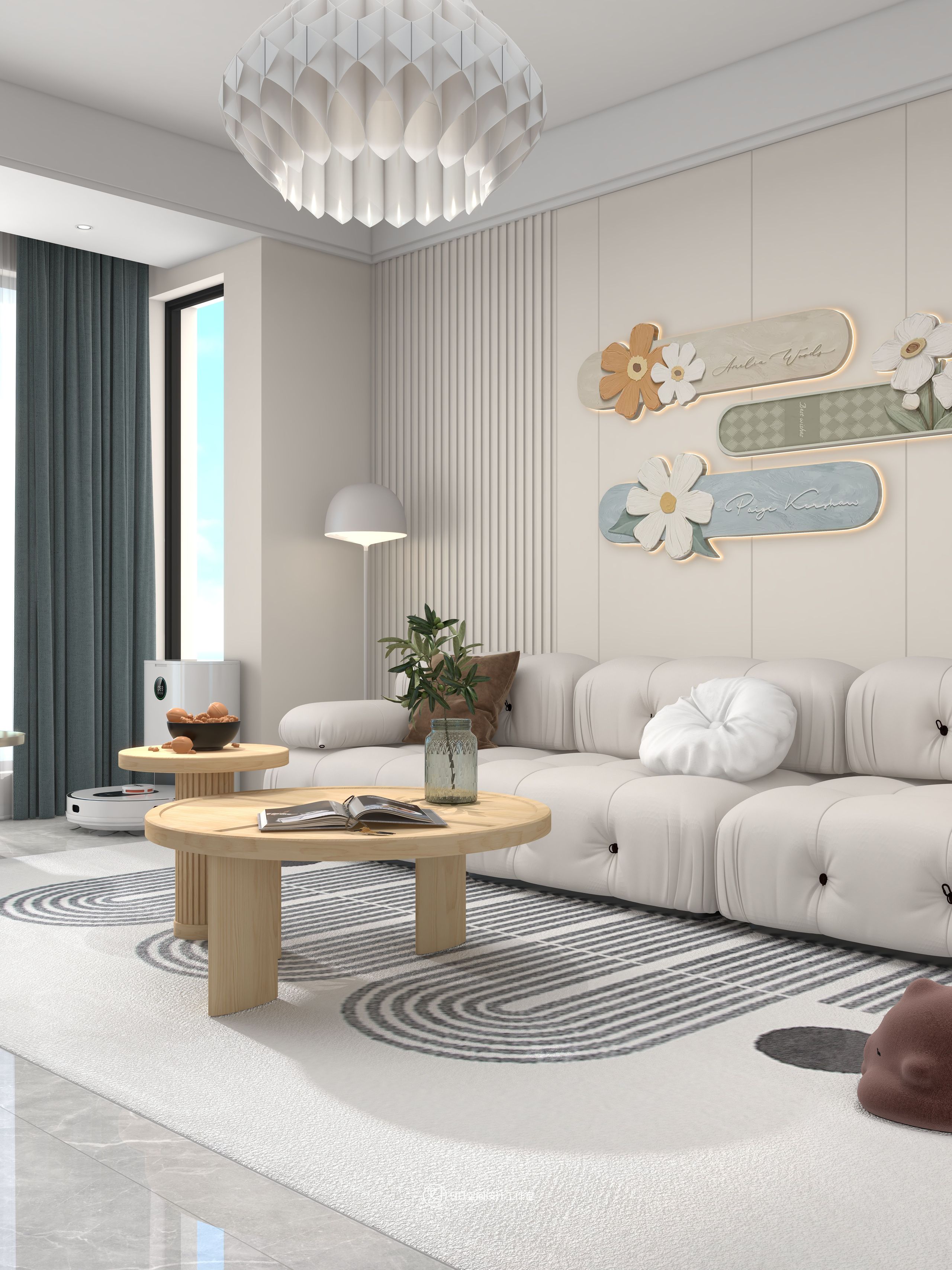 棉花糖奶油风格113 平方 3 室 2 厅 1 卫丨90 空间设计-6