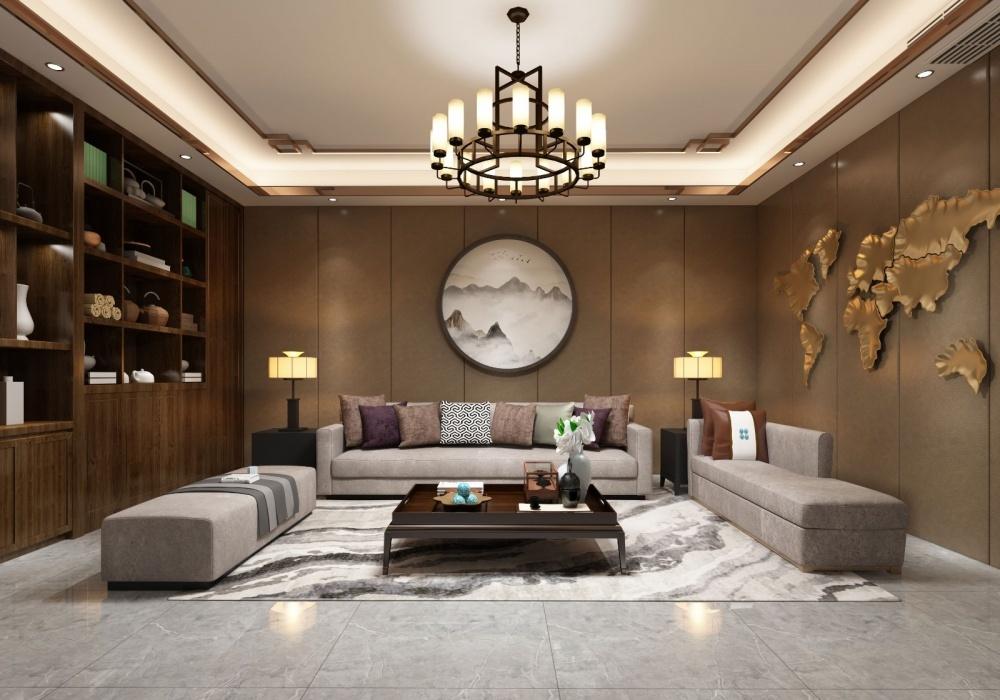 盛高山鼎260㎡新中式别墅装修效果图-6