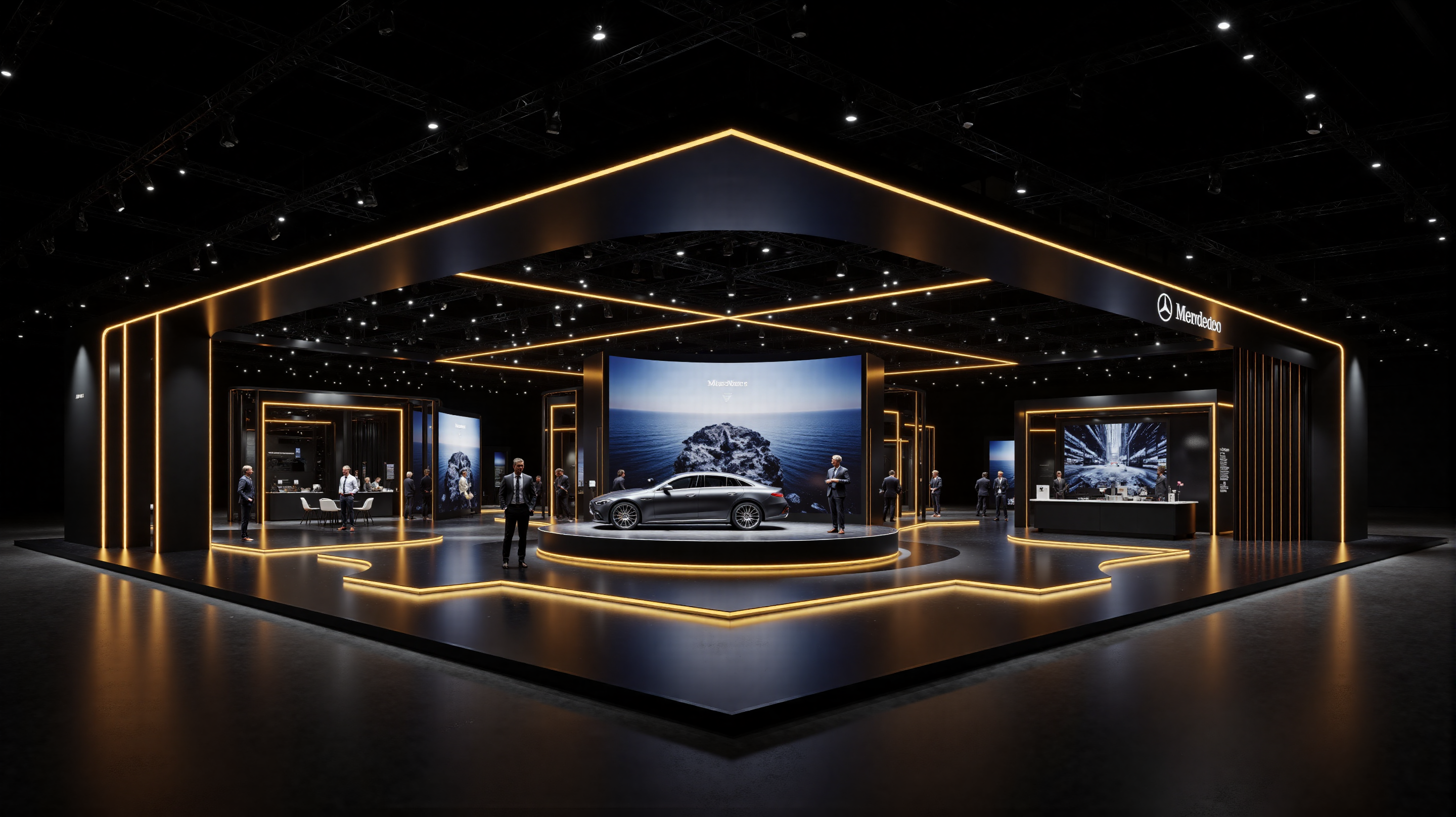 奔驰黑金汽车展台设计-9