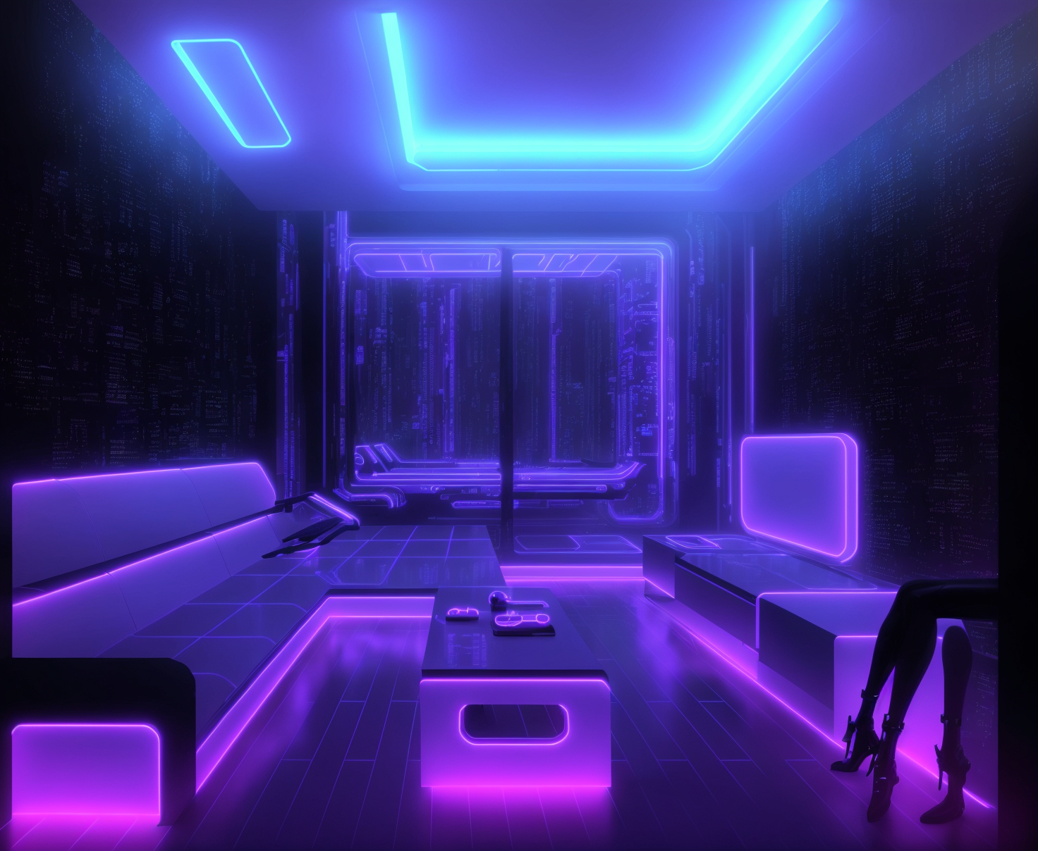 Living room Interior design - Cyberpunk-7