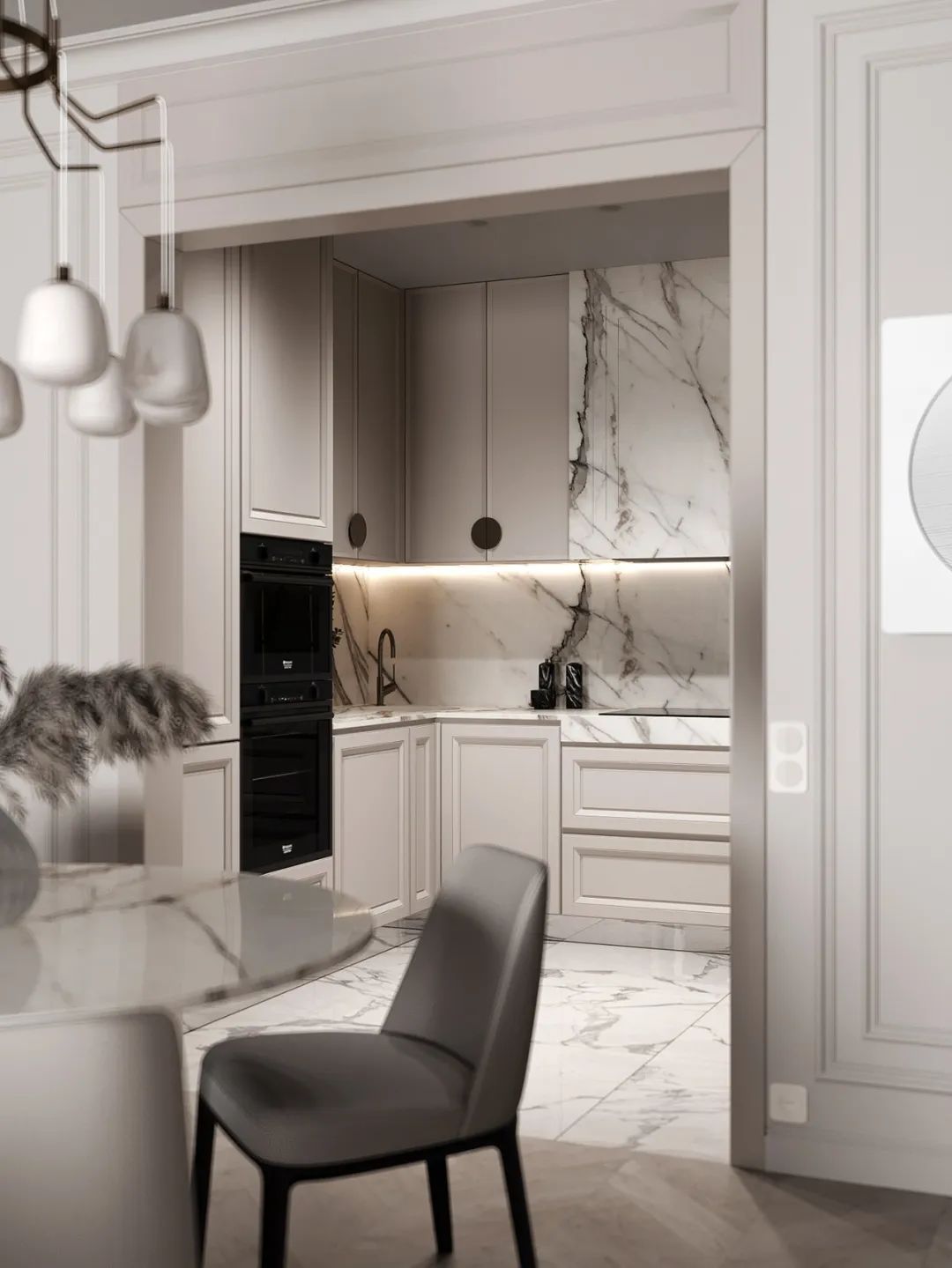 奶油色调黄铜细节,打造 120㎡精致高雅空间丨MARTA SHPACHENKO-17