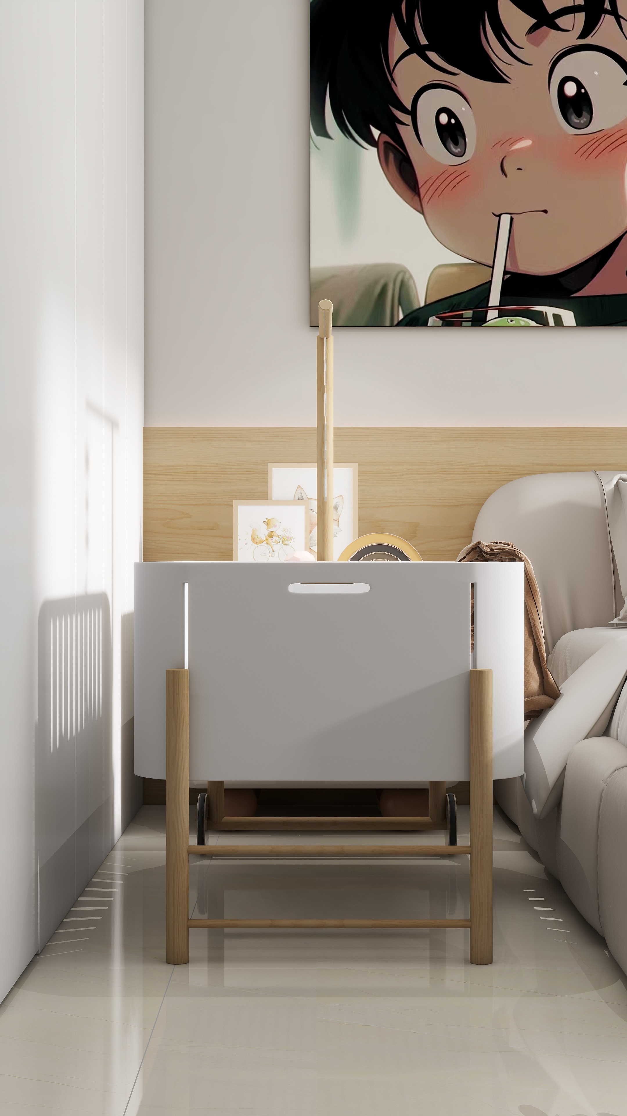 90㎡治愈系奶油风丨90空间设计-25