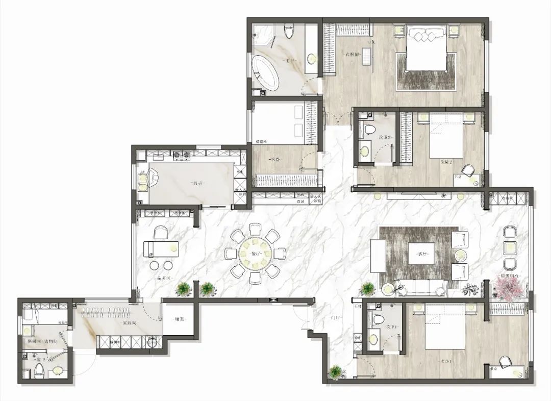 曲江千林郡法式平层设计丨赵振庭-17