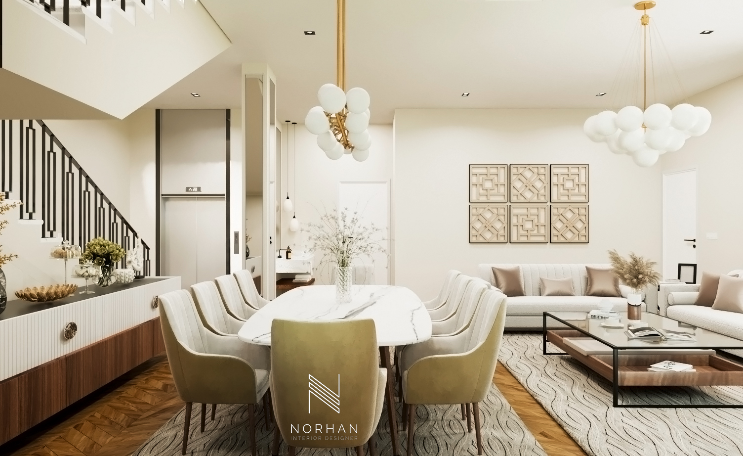 沙特阿拉伯的客厅和餐厅丨Norhan NM-7