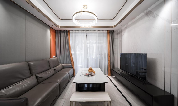 96㎡四室两厅现代设计，高级黑白灰+爱马仕橙，酷！                     -5