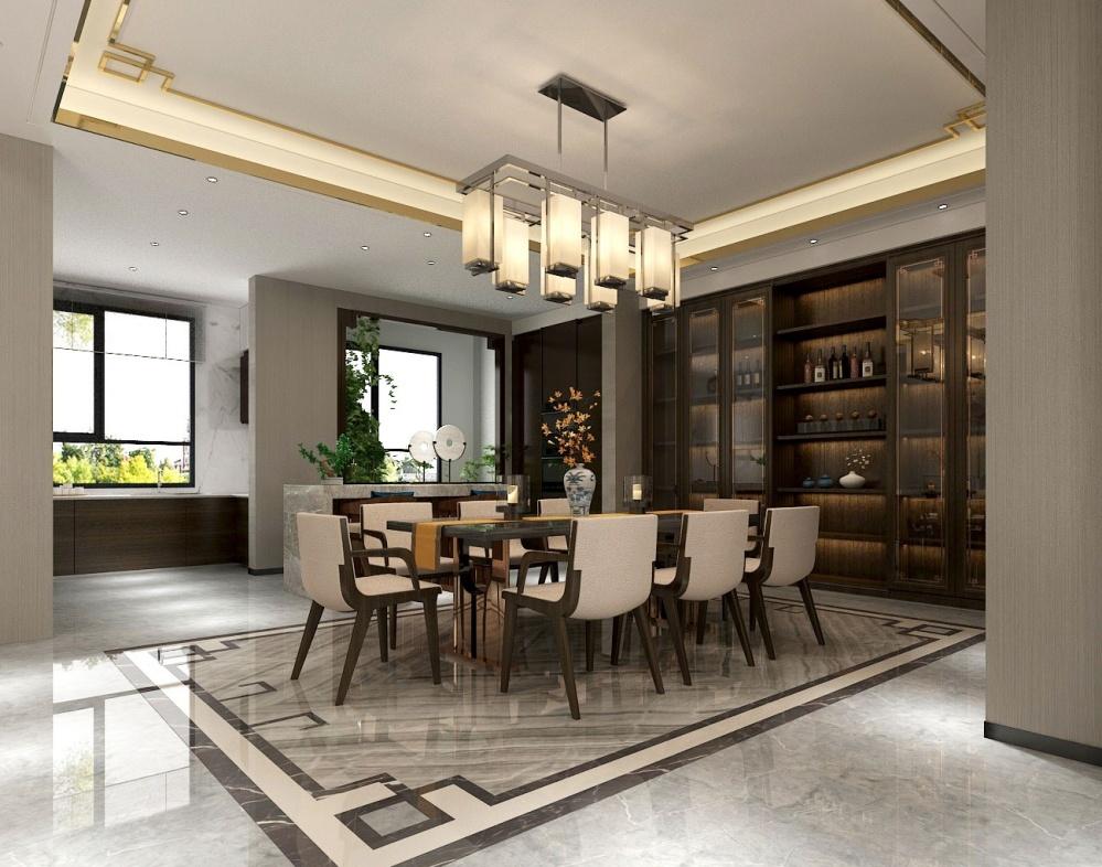 盛高山鼎260㎡新中式别墅装修效果图-16