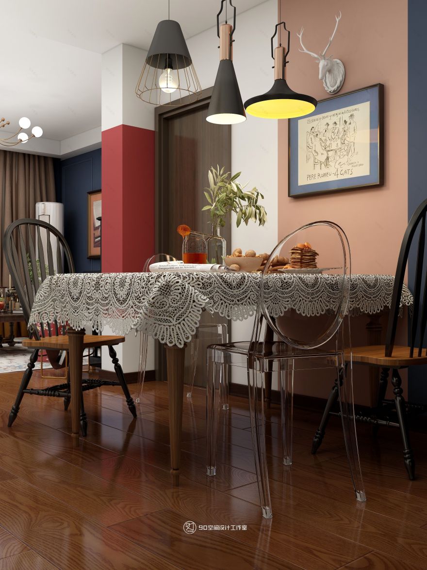 《欢愉同乐》80 平方现代美式空间设计-25