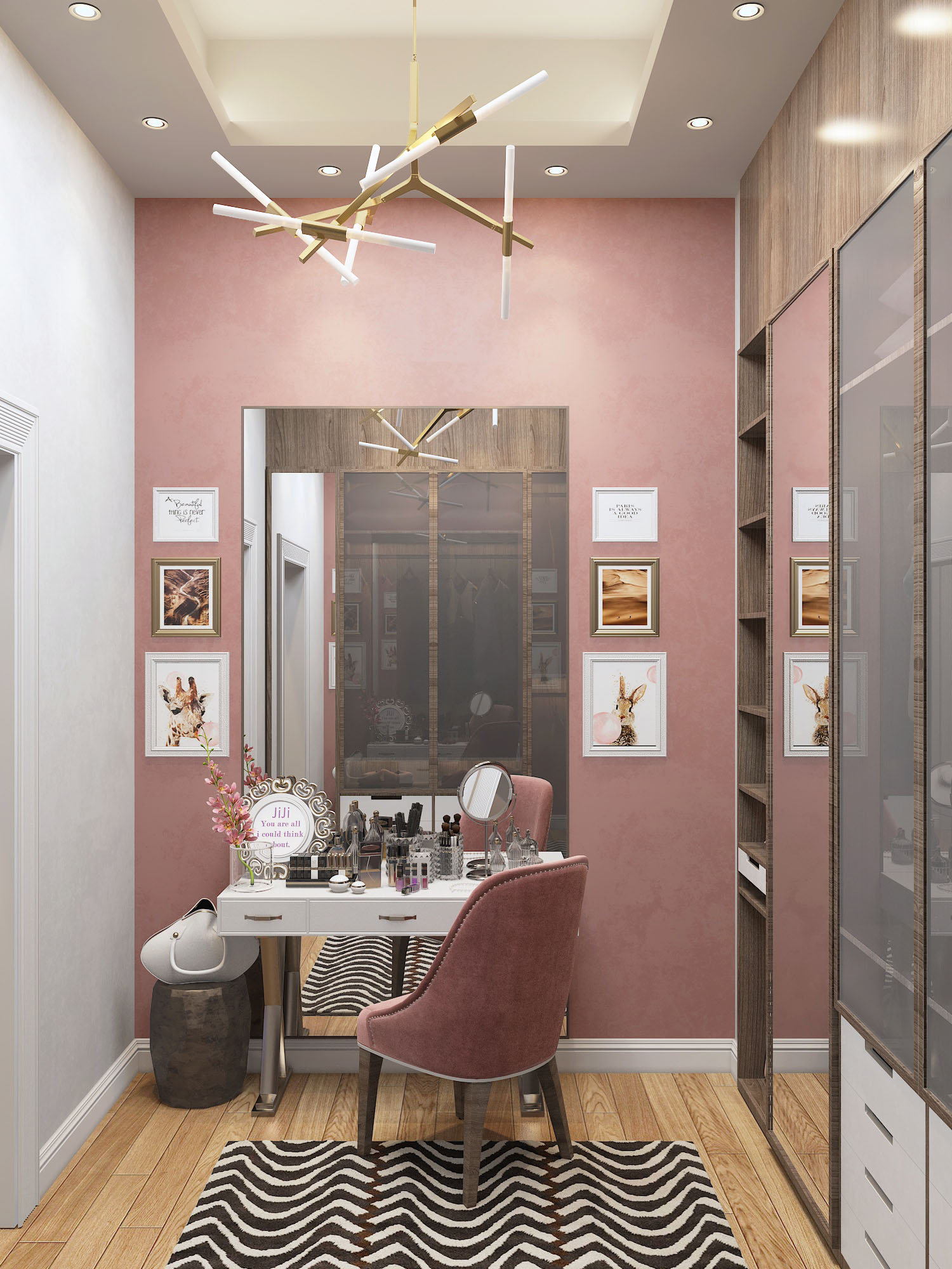 Girls Bedroom With Dressing and Study Space-5