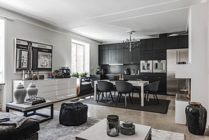 瑞典 96 平米黑白优雅公寓 | 简约风格的艺术呈现-6