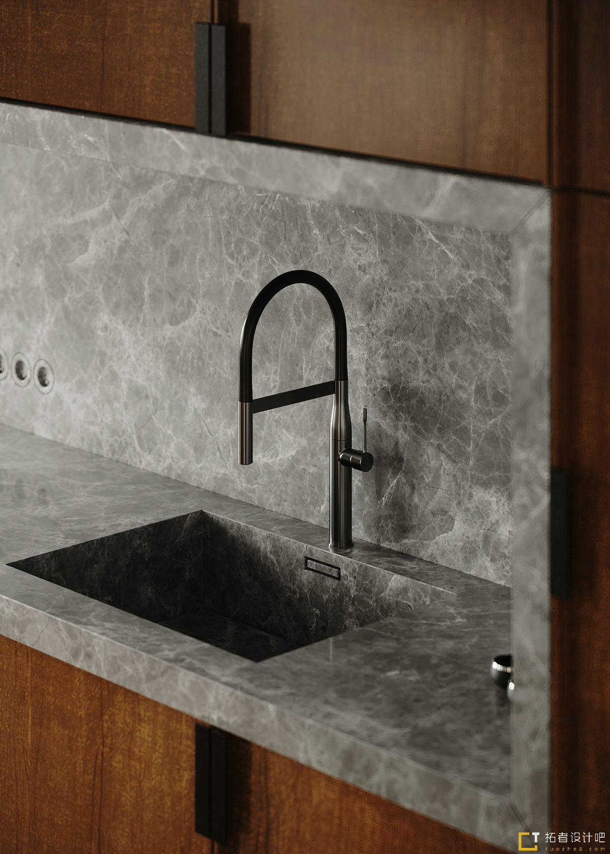 胡桃木+灰橙  意式质感空间设计！-13