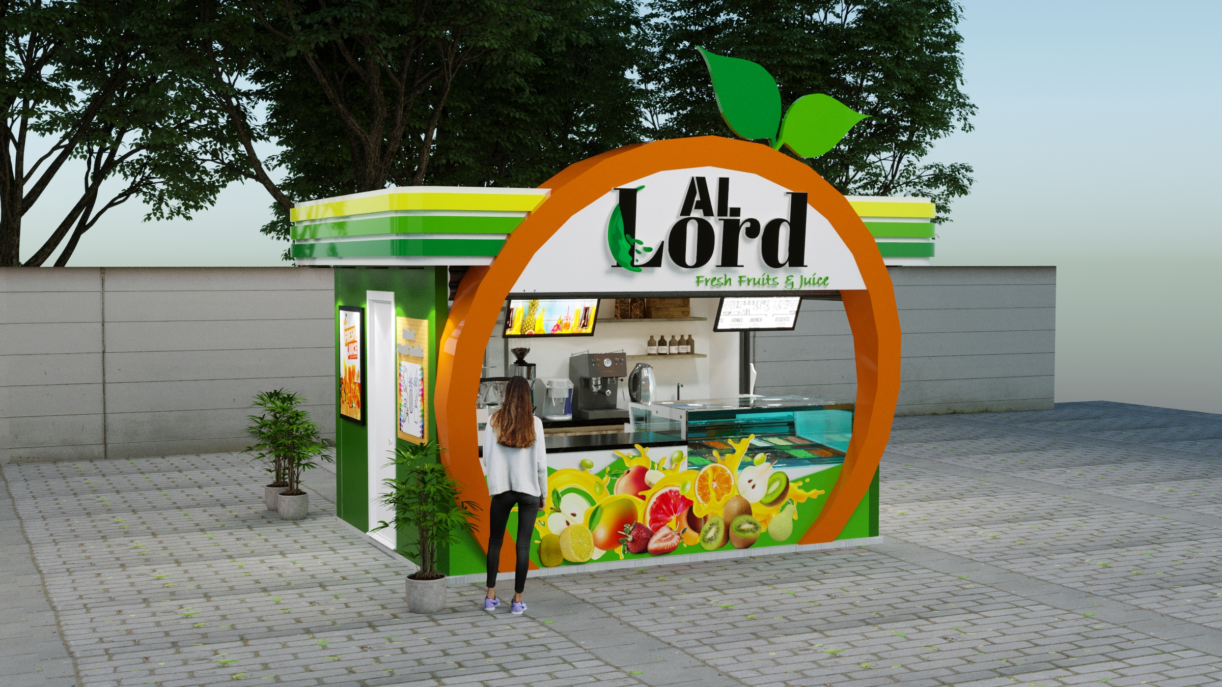kiosk for fresh fruits & juice 3*4 approved-5