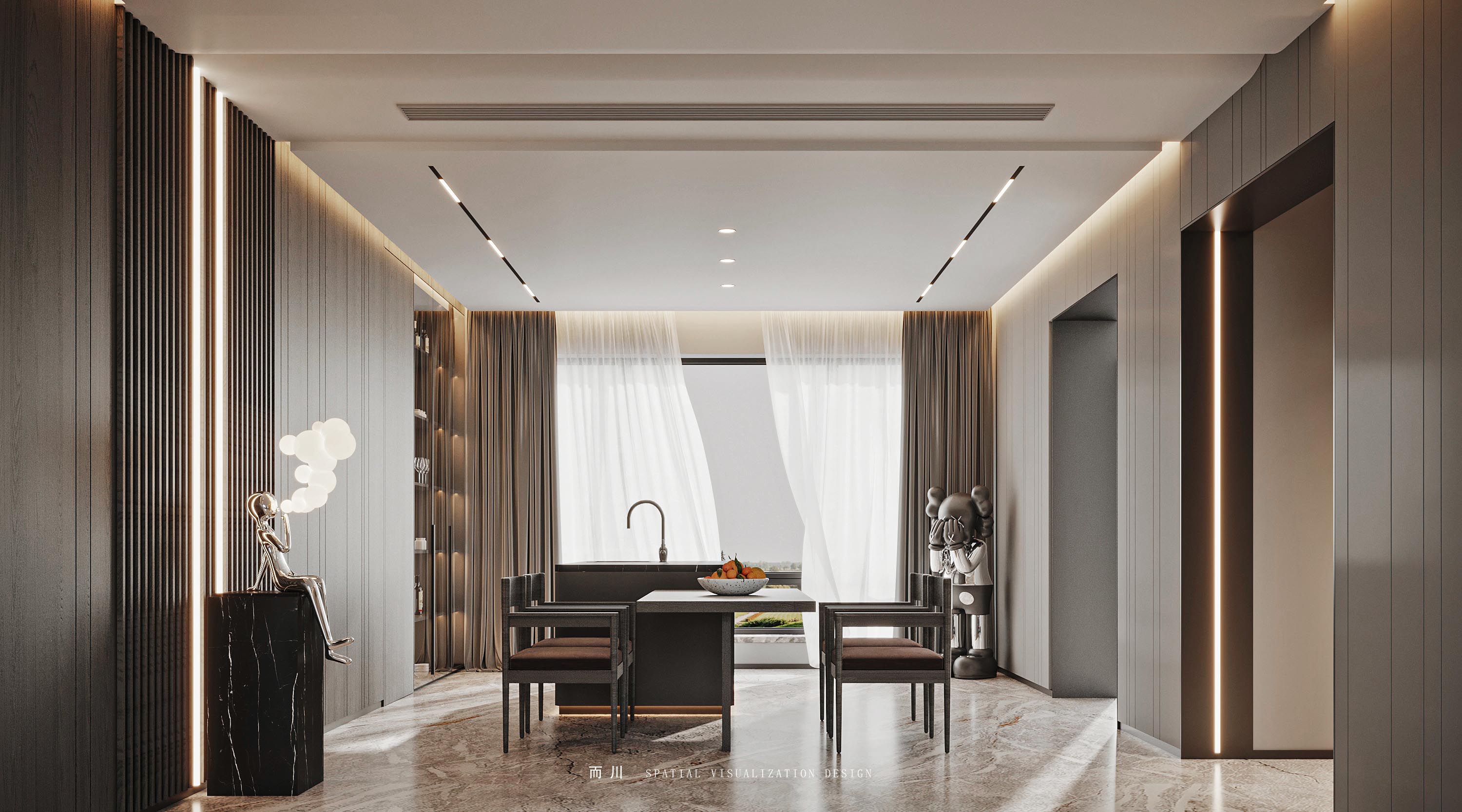 现代意式榻榻米卧室设计丨而川空间可视化工作室-41