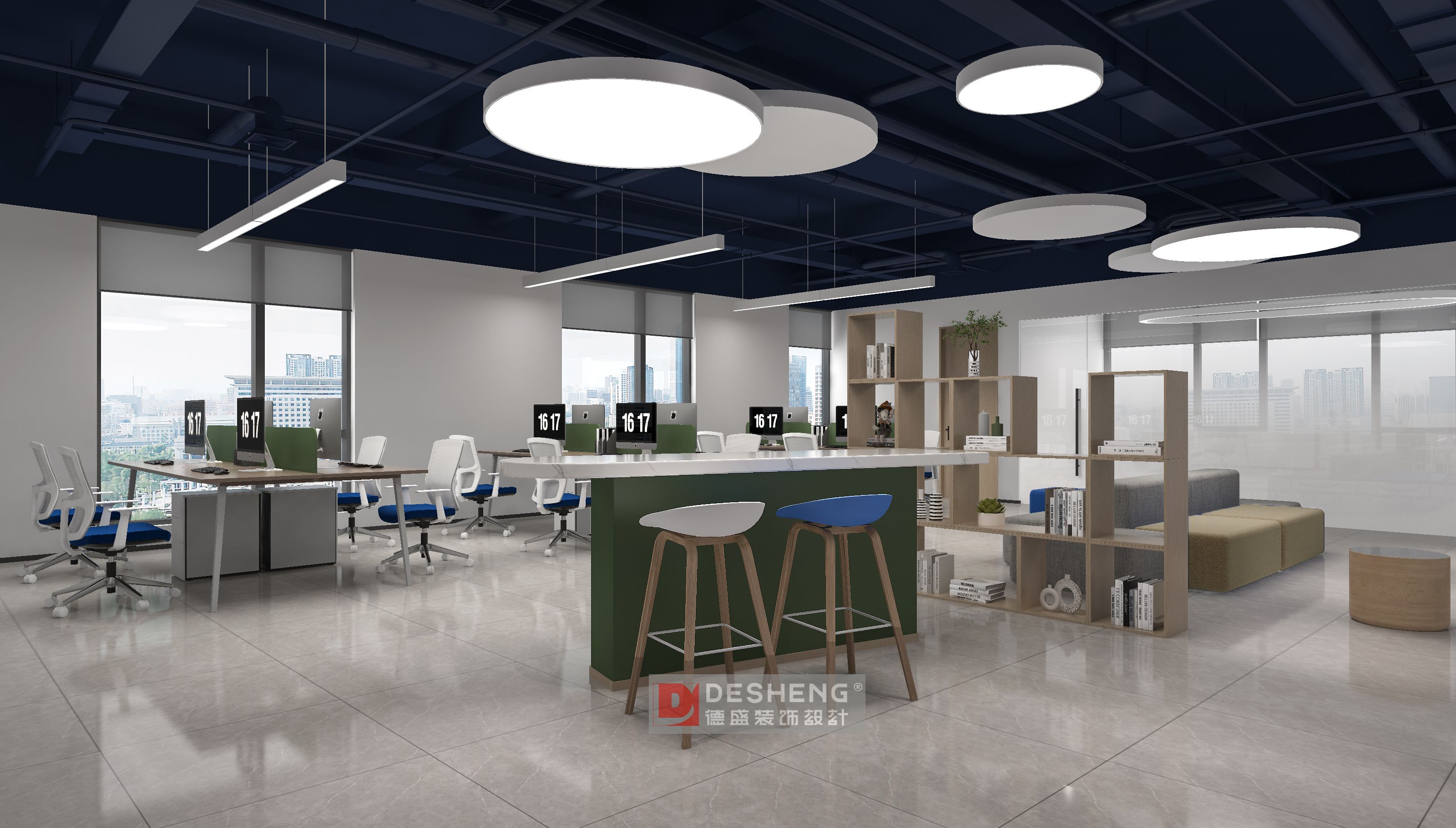 德盛装饰办公室装修案例-衫衫来迟-10