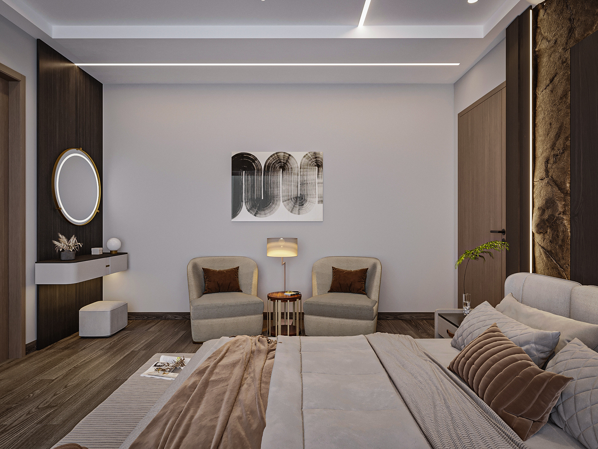 主卧室现代设计丨Axis Interior（Ayshah Mehmood）-6