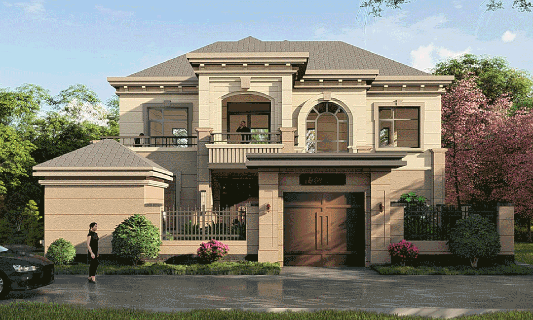 【设计师案例】土建参考造价61万,面宽16m×进深12.5m河南新乡二层欧式别墅-1