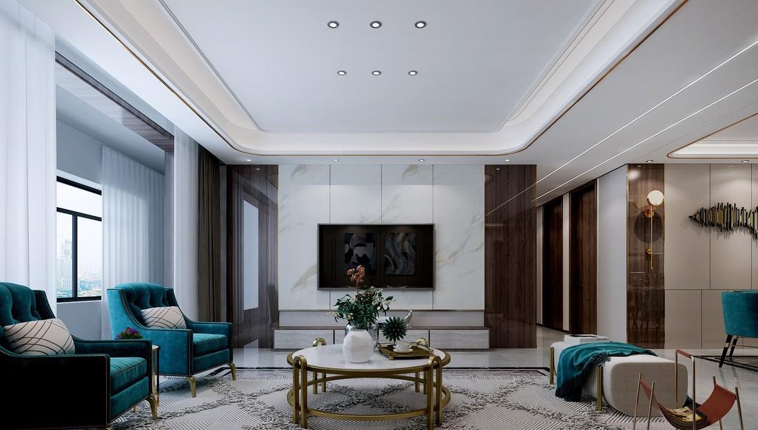 济南华润公园九里 159 平现代轻奢客厅设计-10