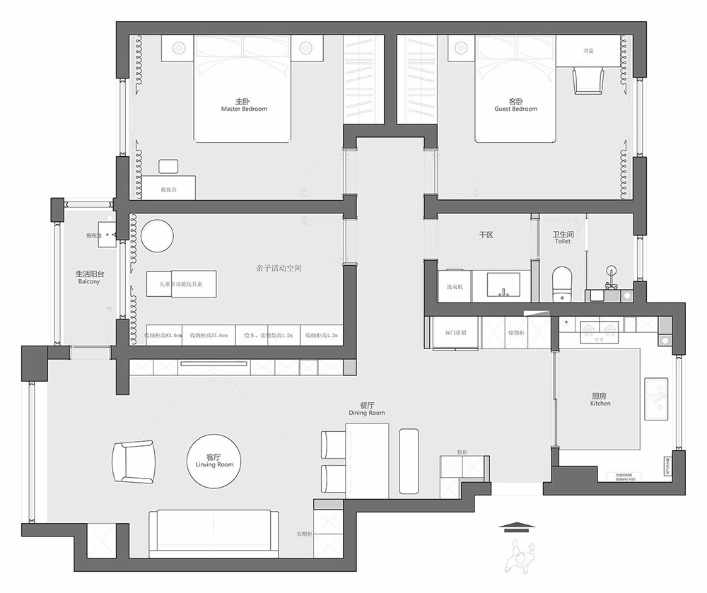 打造超强收纳,独立亲子活动空间的三口之家丨艾境设计-18