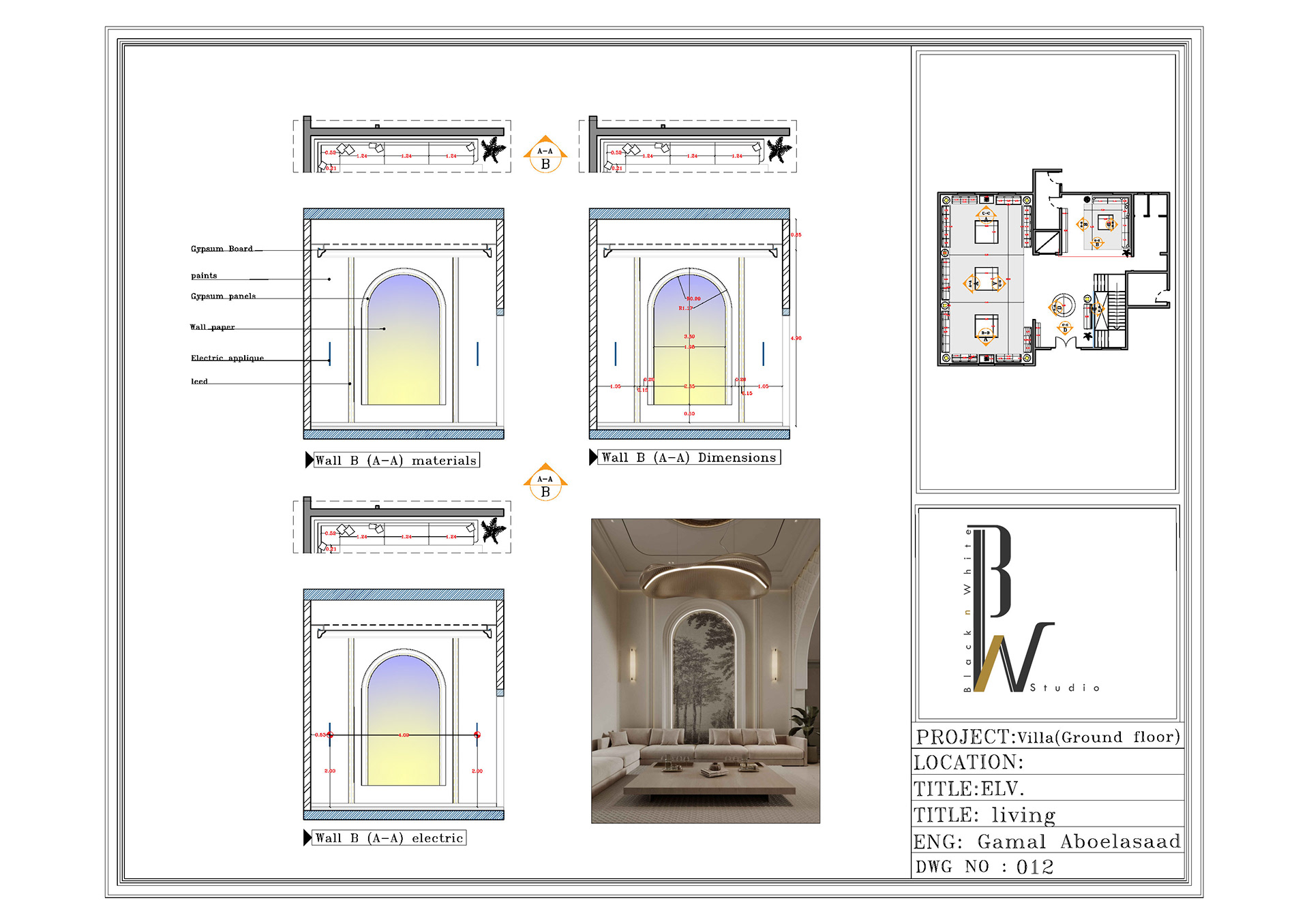 别墅室内设计  首层丨Black N White studio-20