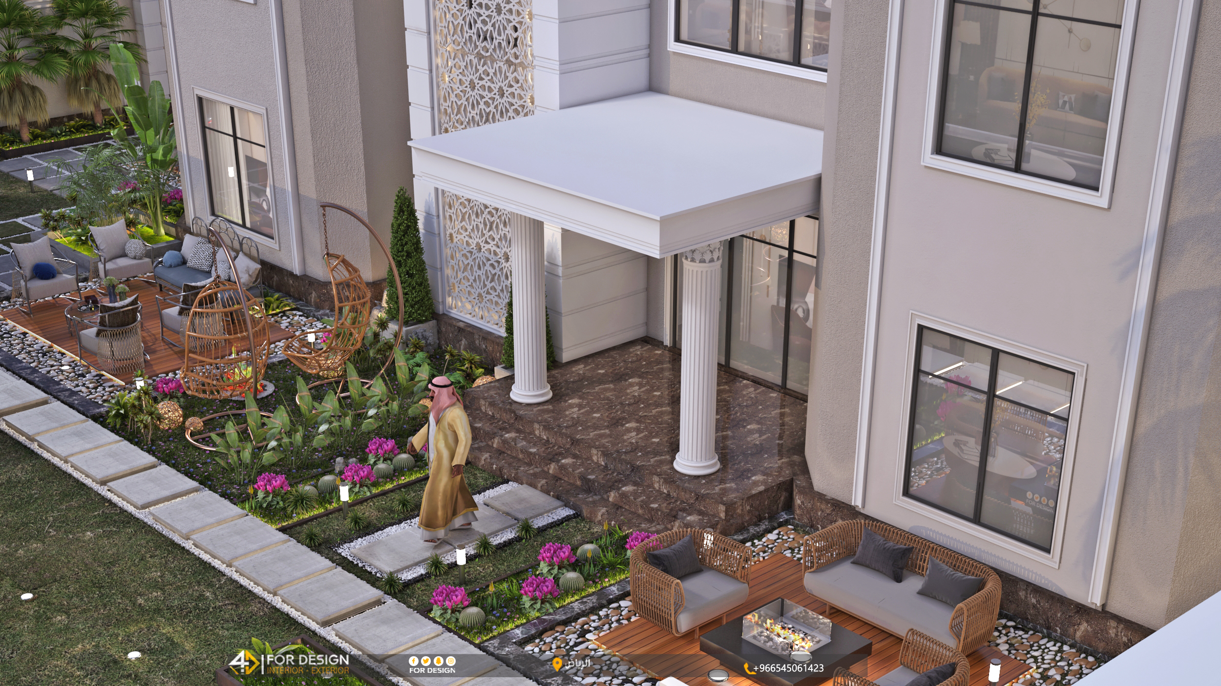 Garden design with swimming pool for a palace in Riyadh-3