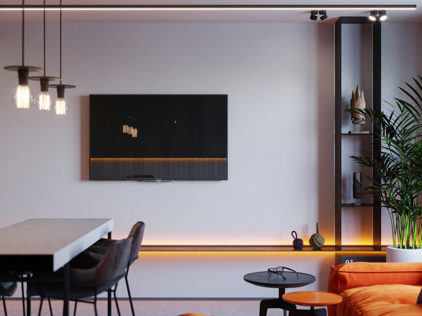 橙蓝双色打造惊艳空间，专业点评设计亮点-2