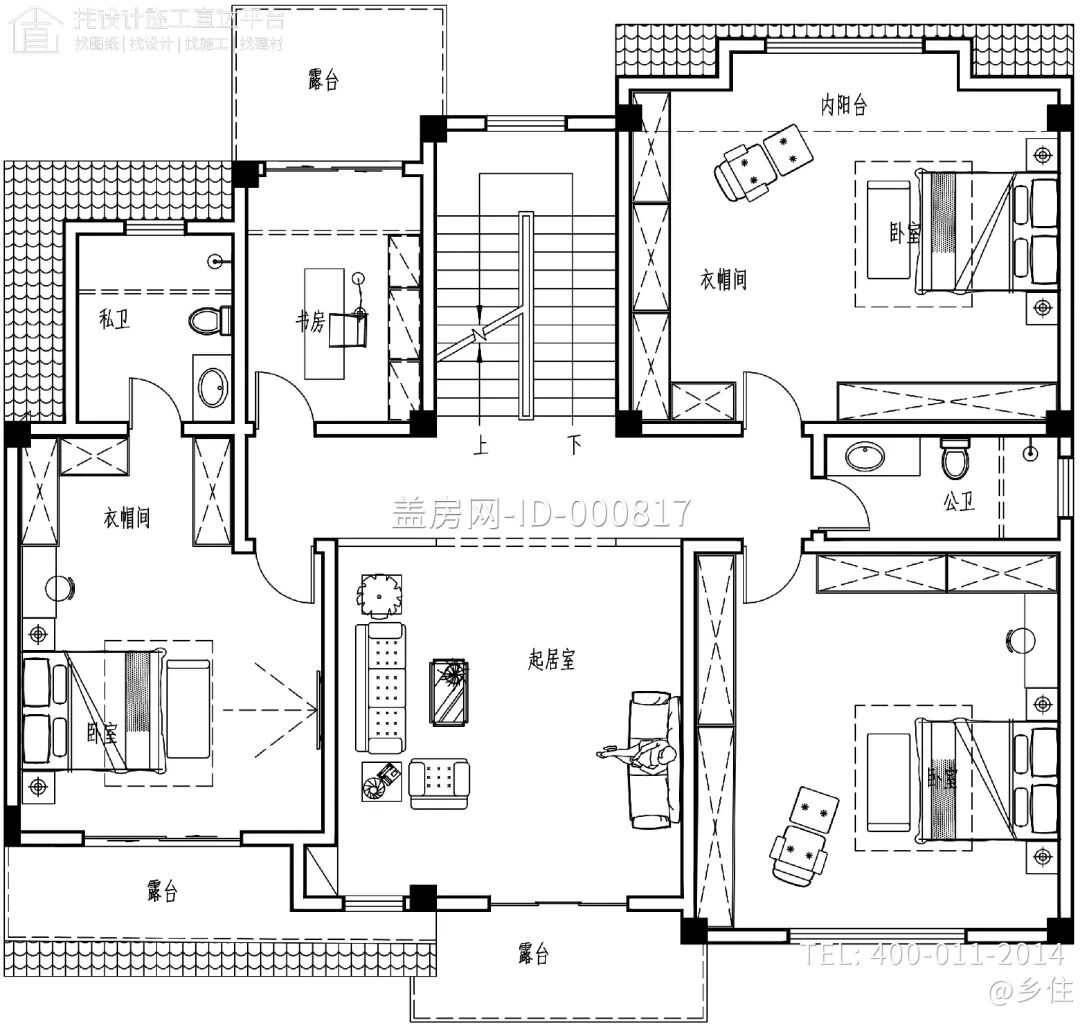 【设计师案例】土建参考造价78万，面宽16.4m×进深14.1m浙江宁波二层欧式别墅-23