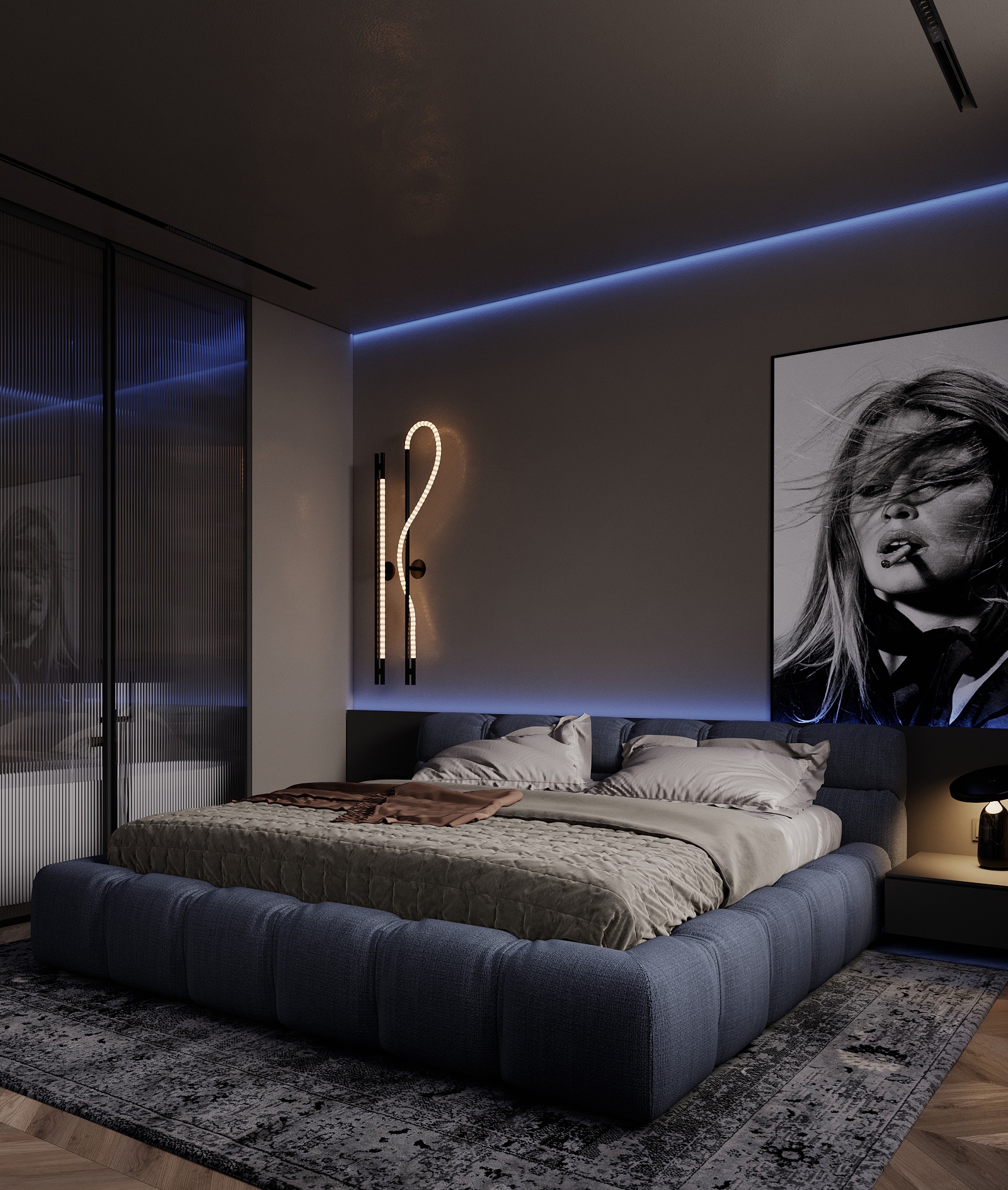 俄罗斯 74㎡深色系空间设计-14