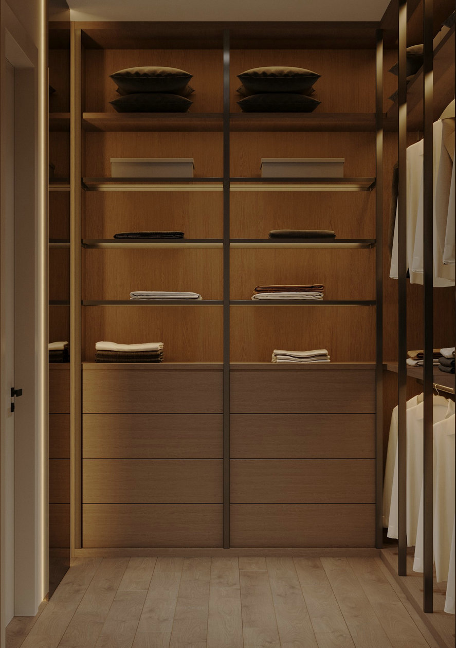 胡桃木与黄色打造的优雅空间-38