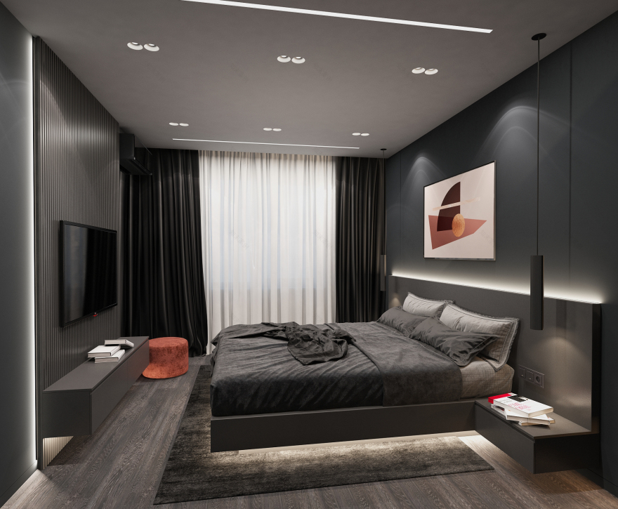 暗黑风格的大气公寓设计丨乌克兰敖德萨丨Iryna Dobrohorska-6