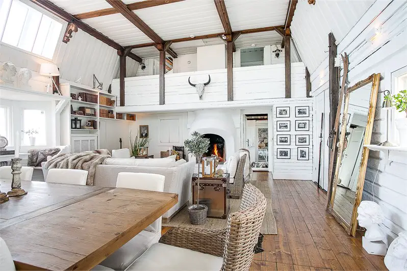 瑞典湖边百年老屋翻新，白色海洋风格度假屋-7