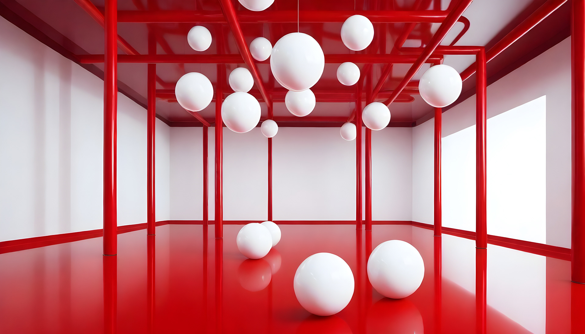 抽象红与白室内设计-7