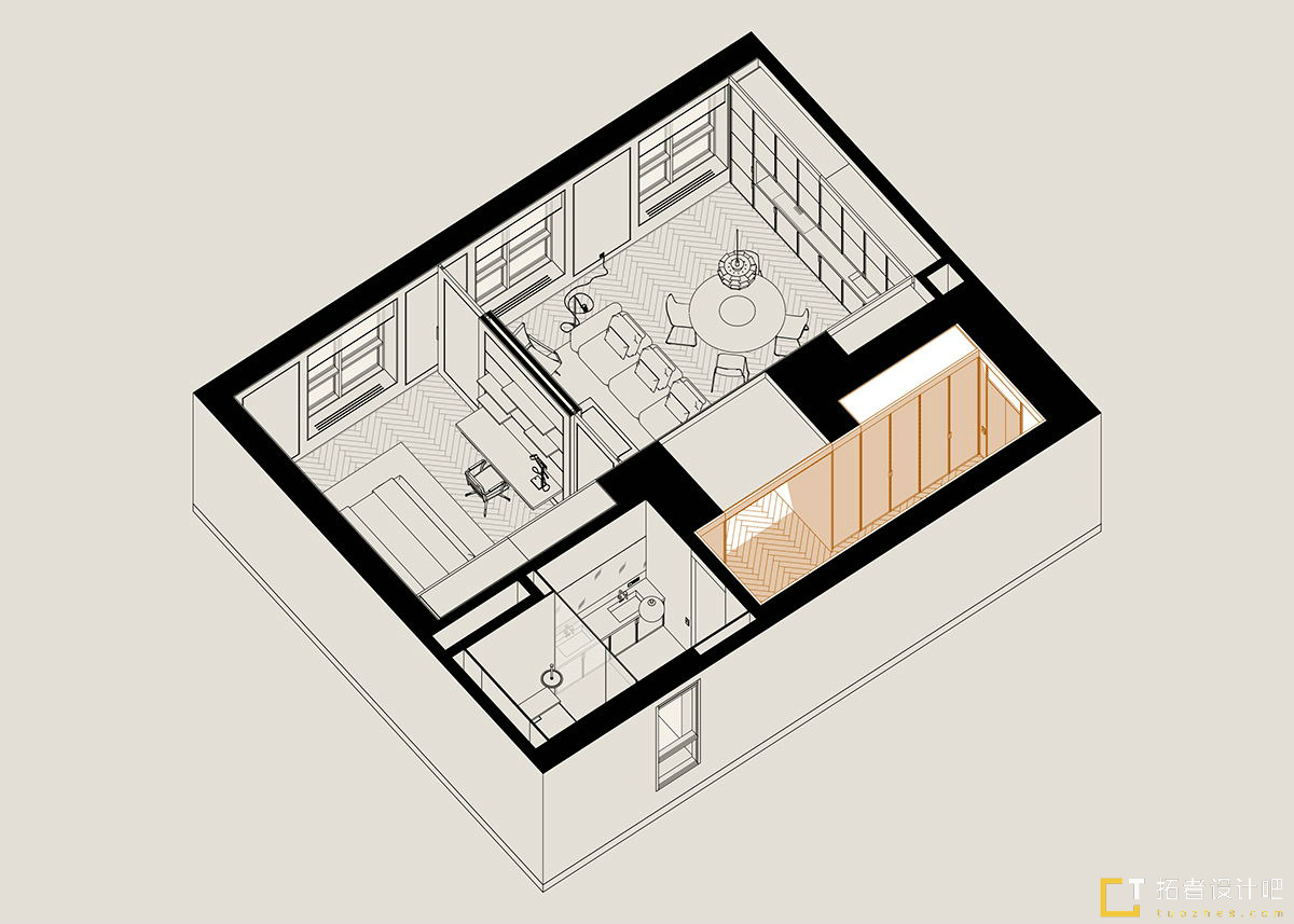胡桃木+灰橙  意式质感空间设计！-14