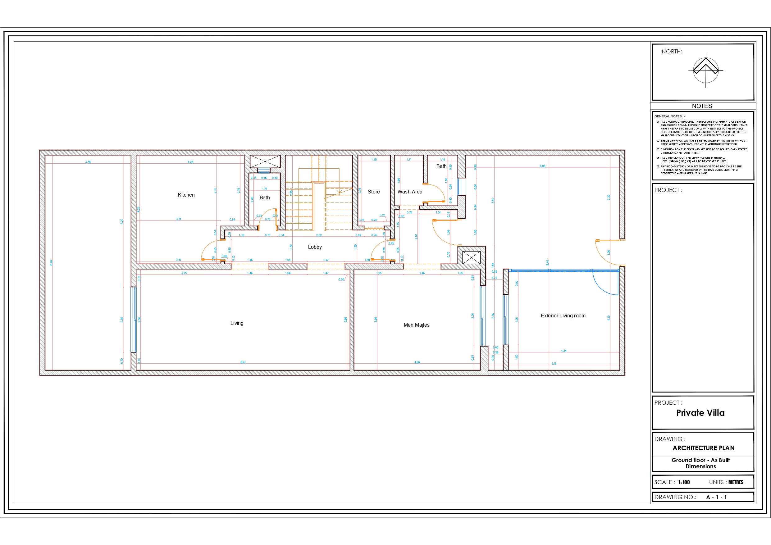 Working Drawings of Entrance of villa at KSA-0