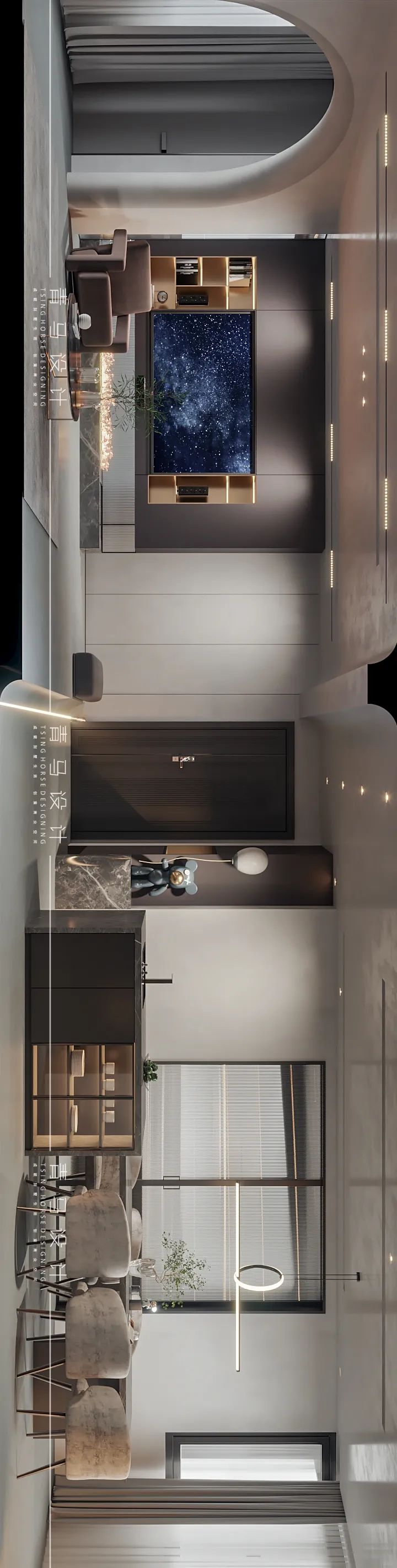 龙湖香醍国际顶楼复式设计丨青马别墅空间设计-39