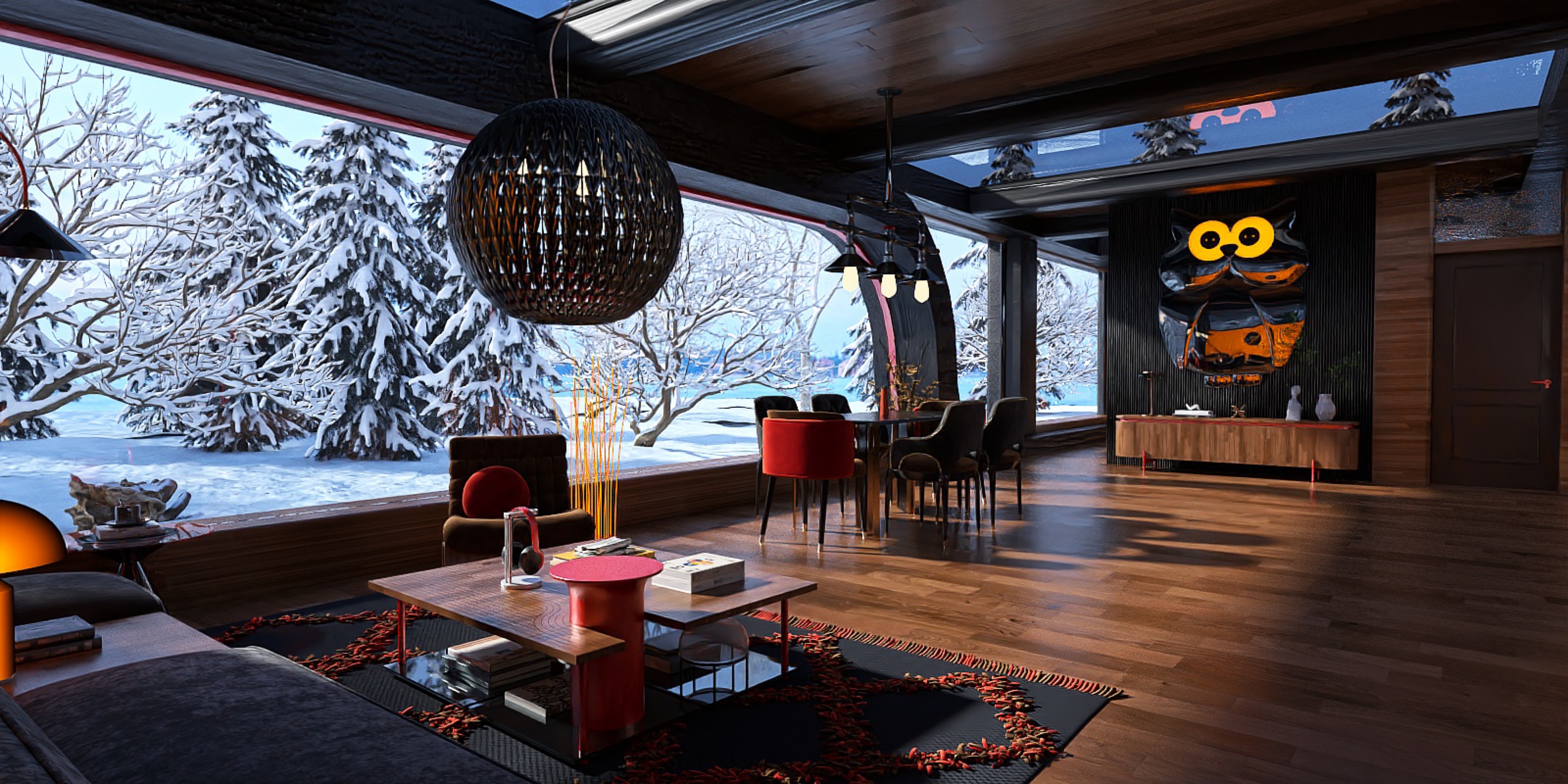 Black House in a Winter Landscape – 3D Design Project-4