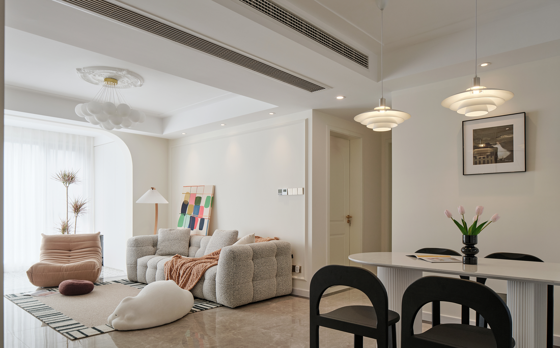 现代奶油风三口之家改造-5