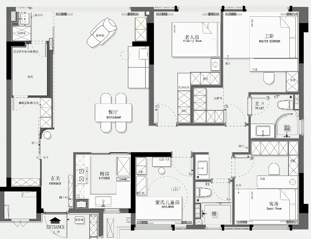 红瓦设计·实景案例丨131㎡精装改现代简约，双移门后居然暗藏玄机，这样设计多出两间房！-28