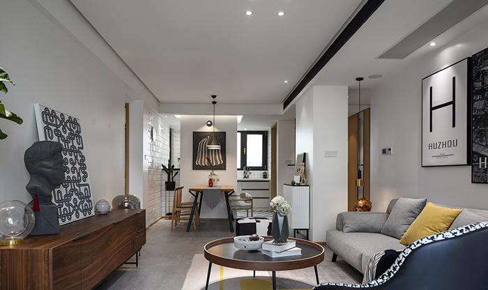极简水泥灰与原木色的温馨空间-11
