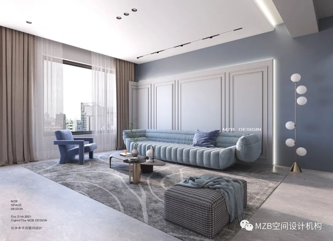蓝色治愈空间 · 现代轻奢风格的建发央著项目丨MZB 空间设计机构-20