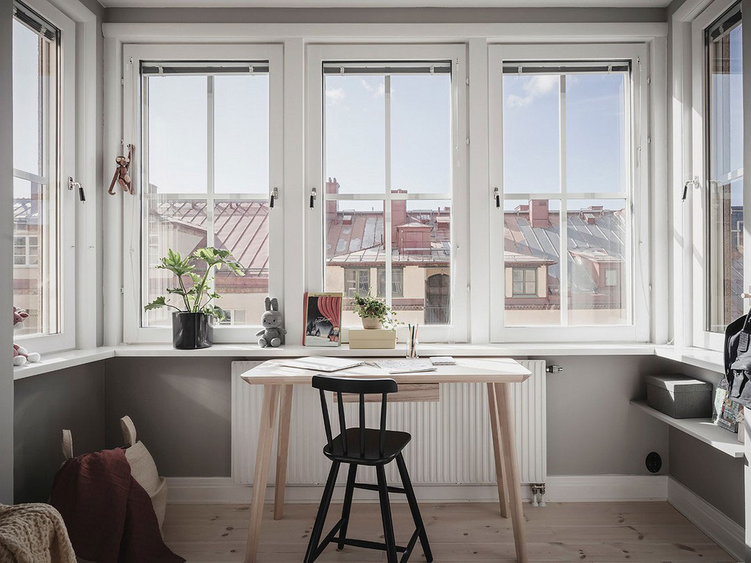 瑞典灰色调公寓，厨房卧室分区设计-39