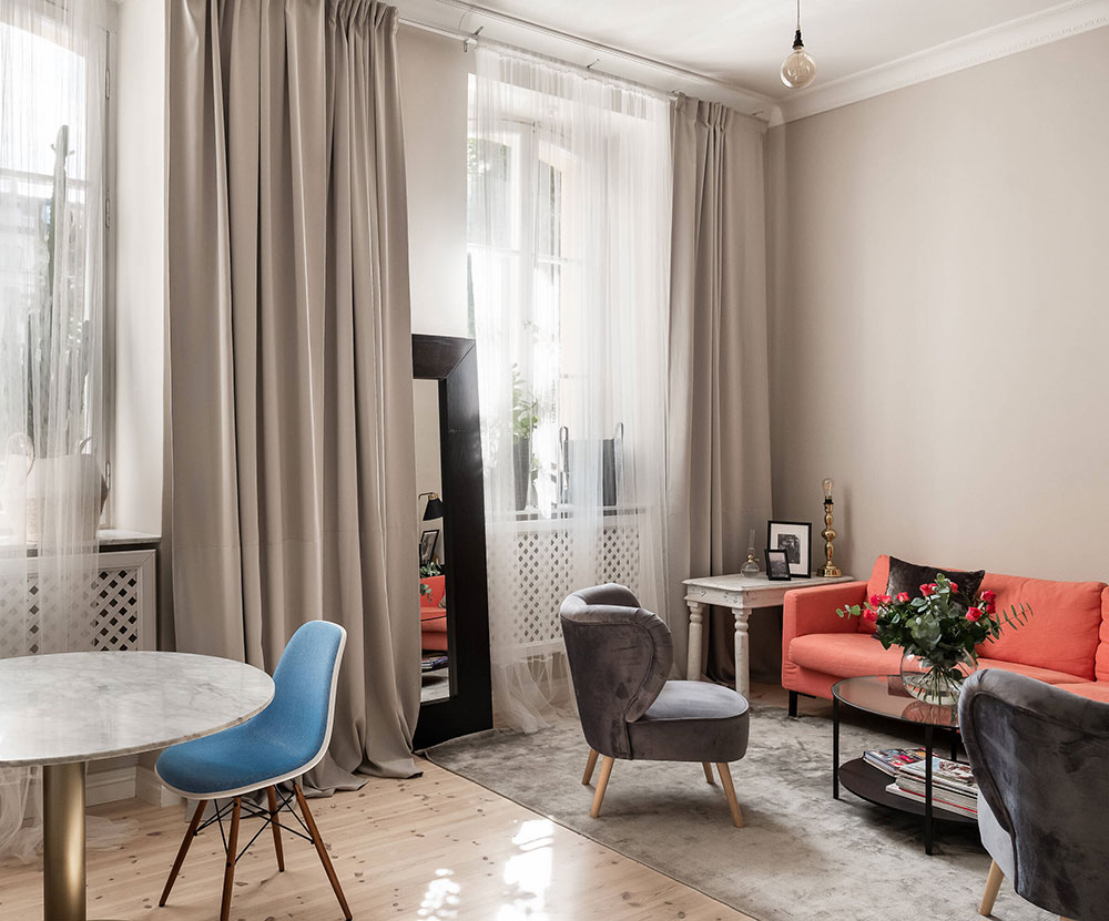 "斯德哥尔摩 42㎡小公寓，超高层高搭配复古风设计"-3