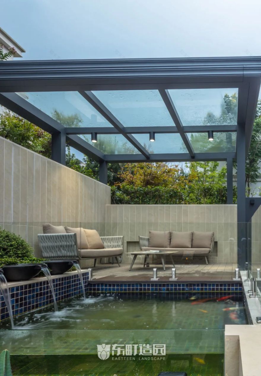 80㎡现代简约庭院,水景与夜景的完美融合-56