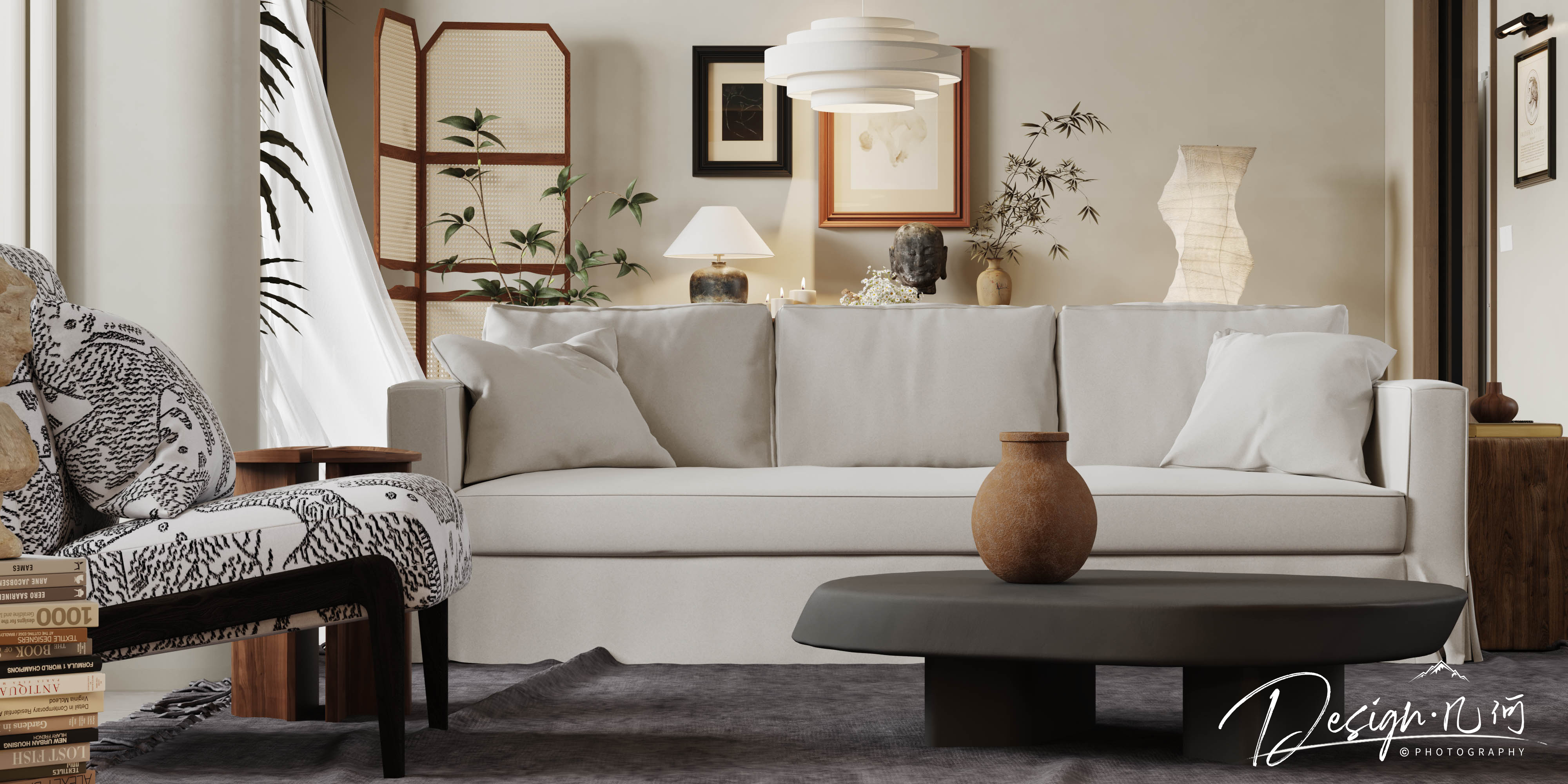 几何空间视觉表现 | 国建红郡中古风客餐厅-0