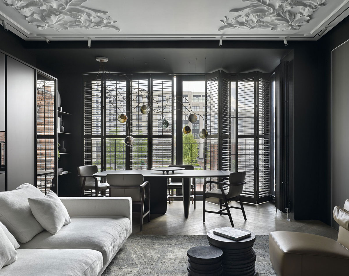 莫斯科 73㎡现代简约公寓 | 暗色调与灰泥的完美融合-1