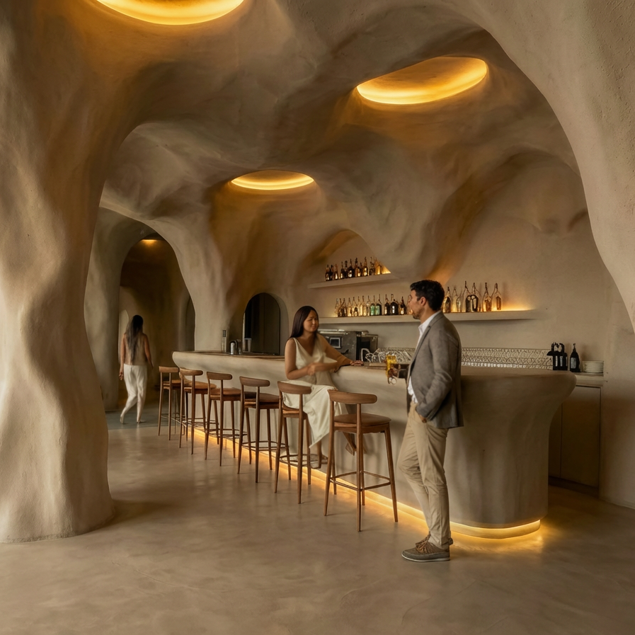 有机洞穴灵感餐厅设计-6