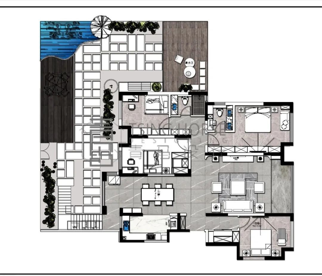 青马设计 | 210㎡轻奢别墅 缔造优雅生活空间-34