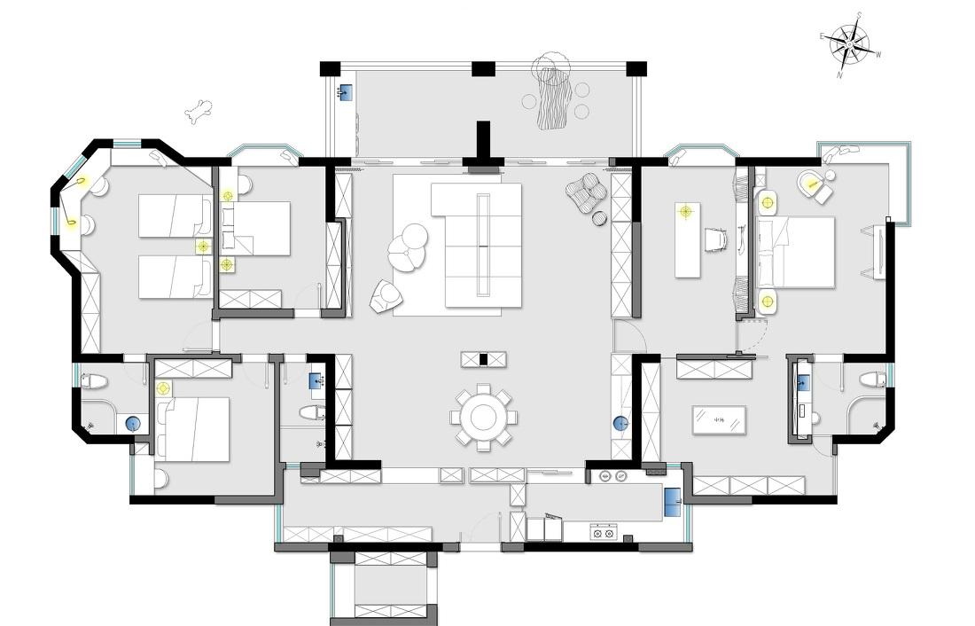 超大户型三代同堂的意式极简奢华设计-47