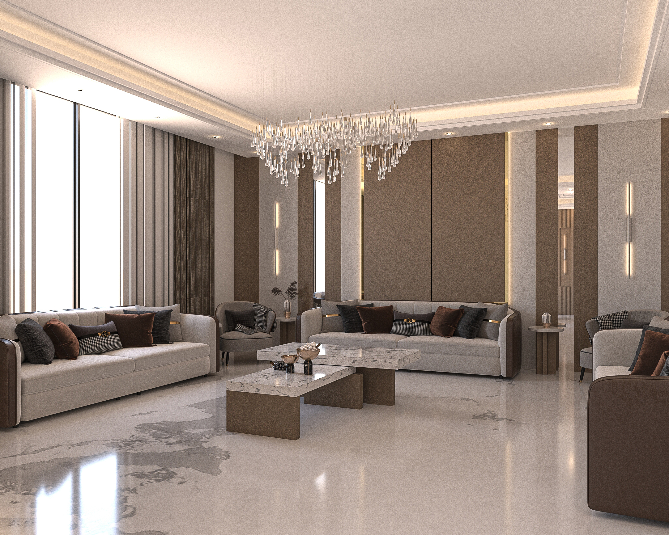 迪拜别墅会客厅及入口室内设计丨阿联酋迪拜-5